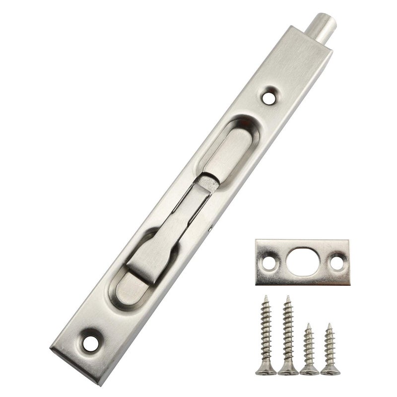 RuiLing 1-Pack 304 Stainless Steel Safty Concealed Slide Bolt Lock,Security Guard Lever Action Door Flush Bolt Latch for Furniture Hardware Fitting Accessories 6 Inch - Image 1